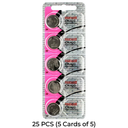 Maxell CR1632 3V lithium coin cell batteries 25-pack