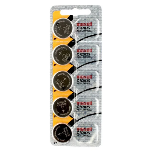 Maxell CR2025 3V lithium batteries 5-pack on card