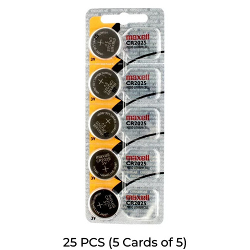 25-Pack Maxell CR2025 3V Lithium Batteries (5 Cards of 5)