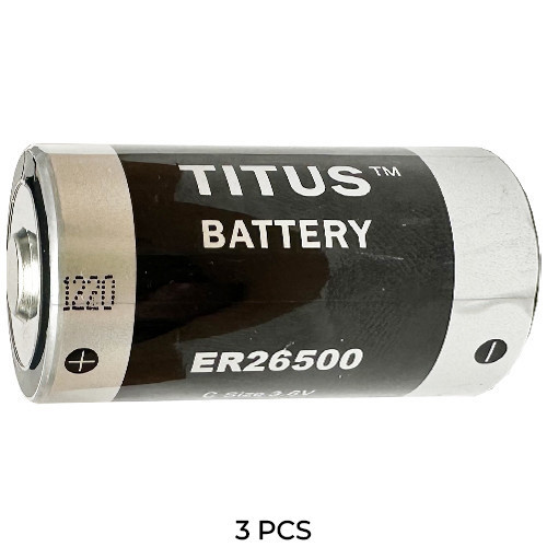 Three Titus ER26500 C batteries with 8500mAh capacity