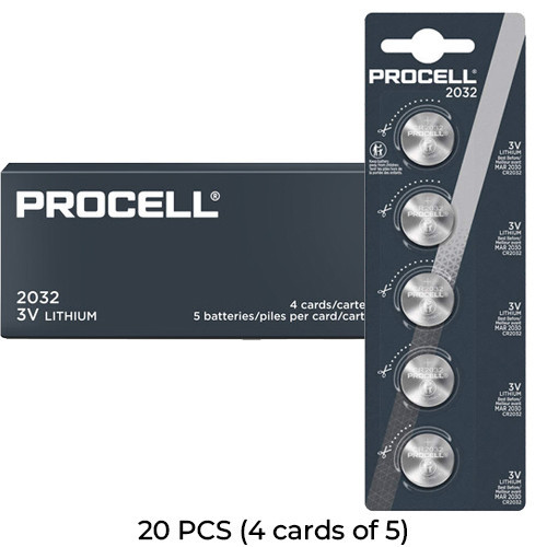 Duracell Procell CR2032 coin cell batteries, 20-pack on cards