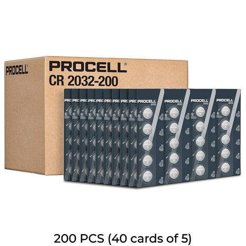 200-Pack Procell CR2032 Coin Cell Lithium Batteries (40 Cards of 5)