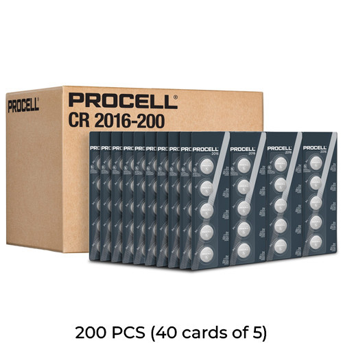 40 cards of 5 CR2016 lithium batteries by Duracell Procell