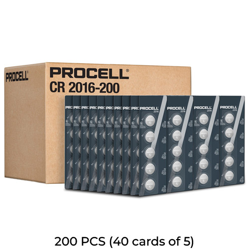 200-Pack Procell CR2016 Coin Cell Lithium Batteries (40 Cards of 5)