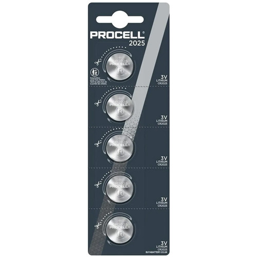 5-Pack Procell CR2025 Coin Cell Lithium Batteries