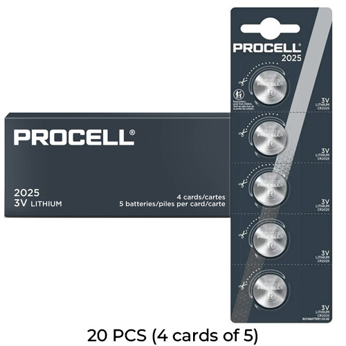 20-Pack Procell CR2025 Coin Cell Lithium Batteries (4 Cards of 5)