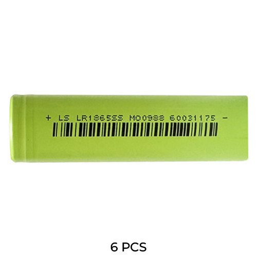 Six Lishen 18650 rechargeable Li-Ion batteries with flat terminals