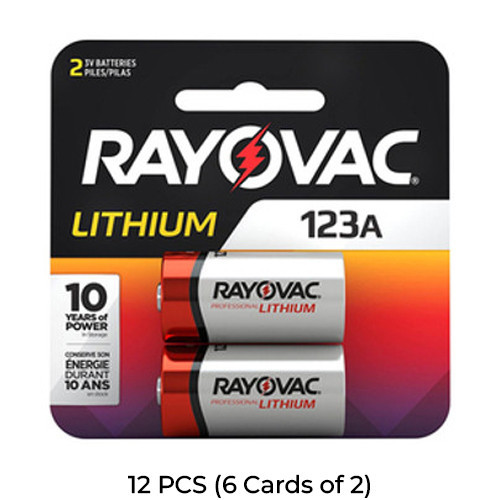 12-pack Rayovac RL123A CR123A 3 volt lithium batteries