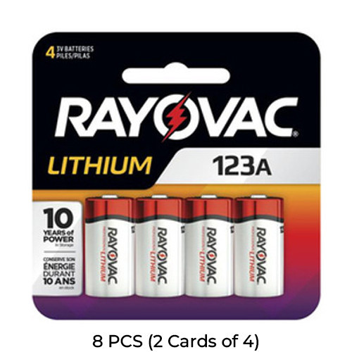 Rayovac RL123A CR123A 3 volt lithium battery 8-pack