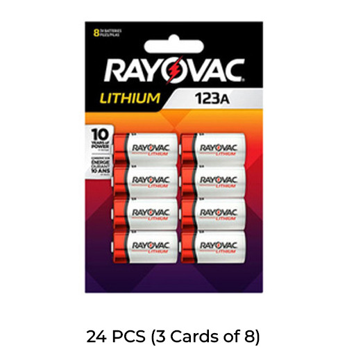 24-Pack Rayovac RL123A / Cr123A 3 Volt Lithium Battery (3 Cards of 8)