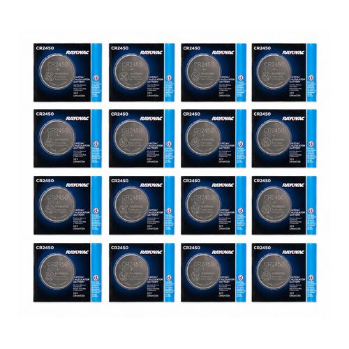 Rayovac CR2450 coin batteries powering a digital kitchen scale