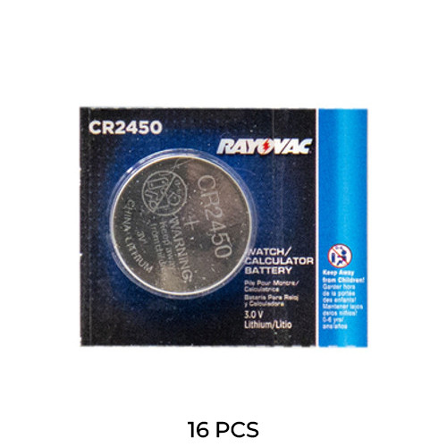 16-Pack CR2450 Rayovac 3 Volt Lithium Coin Cell Batteries