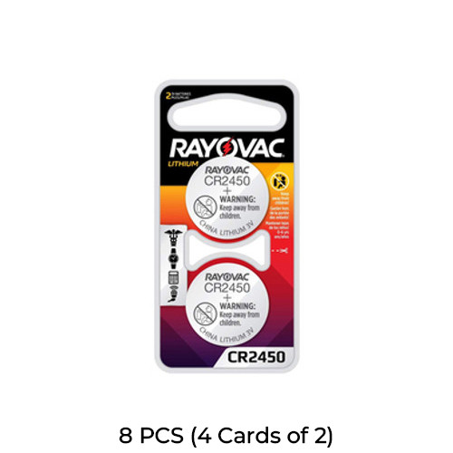 8-Pack CR2450 Rayovac 3 Volt Lithium Coin Cell Batteries (4 Cards of 2)