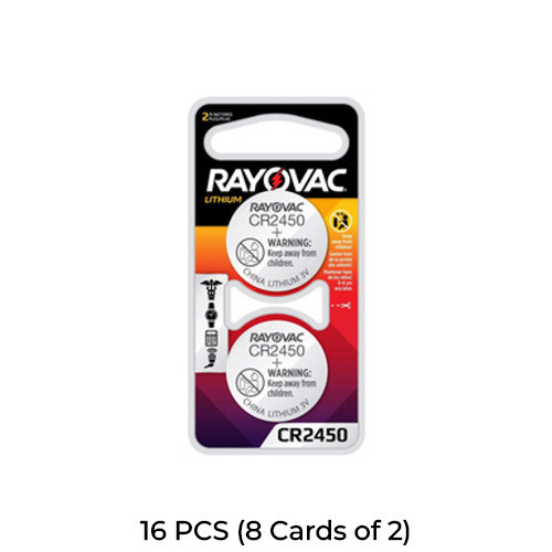 Rayovac CR2450 3 volt lithium coin cell batteries 16-pack