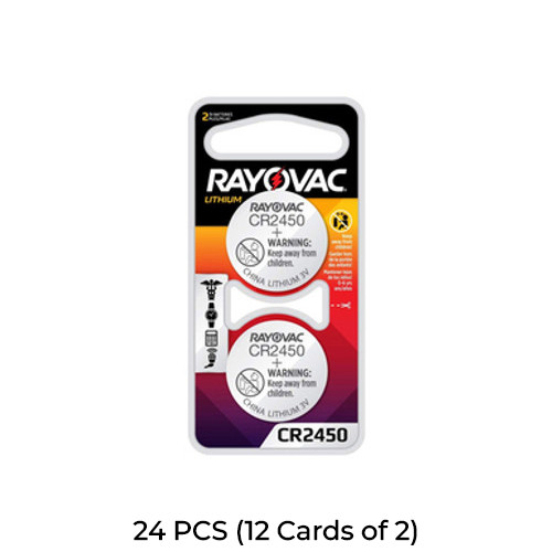 24-Pack CR2450 Rayovac 3 Volt Lithium Coin Cell Batteries (12 Cards of 2)