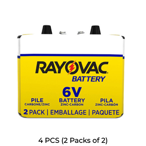 4-Pack Rayovac 944 6 Volt Spring Top Zinc Carbon Lantern Batteries