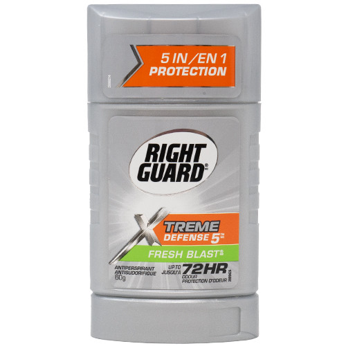Right Guard Xtreme Defense 5 Deodorant Antiperspirant Fresh Blast