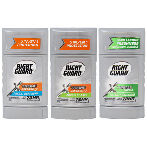 3-Pack Right Guard Xtreme Defense 5 Deodorant Antiperspirant Variety Pack