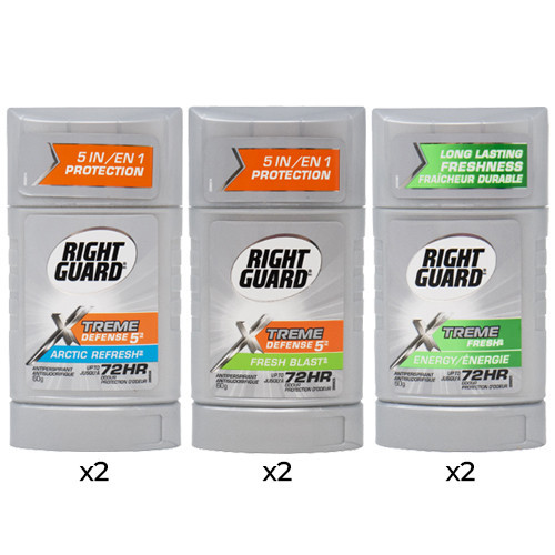 Variety pack of Right Guard Xtreme Defense 5 deodorant sticks