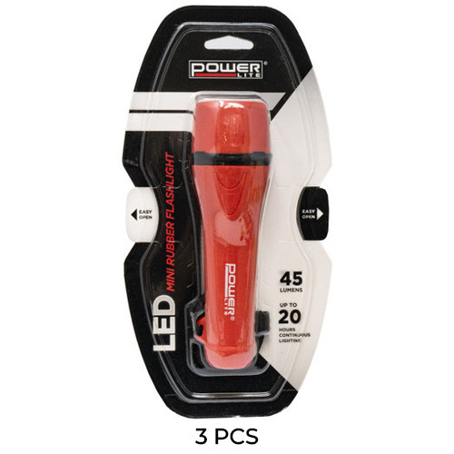 Power Lite mini rubber LED flashlight 3-pack with durable body