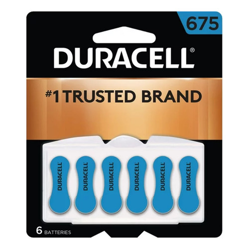 Size 675 Duracell (DA675) Hearing Aid Batteries (6 Card)