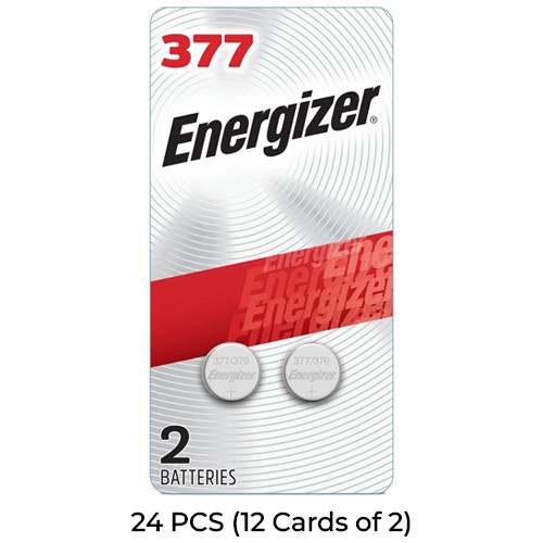 24-Pack 377 / SR626SW Energizer Silver Oxide Button Batteries (12 Cards of 2)