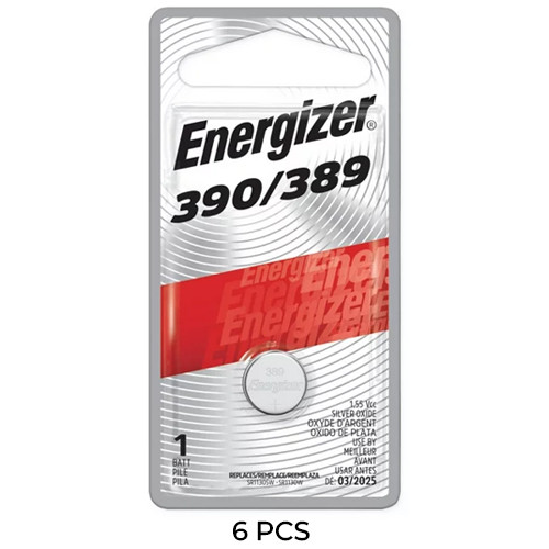 6-Pack 389 / SR1130SW Energizer Silver Oxide Button Batteries