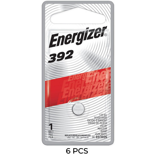 Energizer 392 SR41SW silver oxide button batteries 6-pack