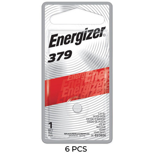 6-Pack 379 / SR521SW Energizer Silver Oxide Button Batteries