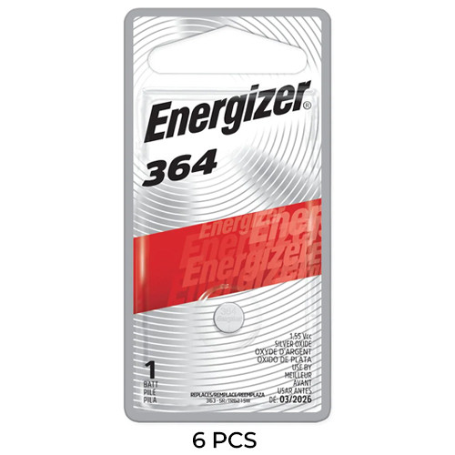 6-Pack 364 / SR621SW Energizer Silver Oxide Button Batteries