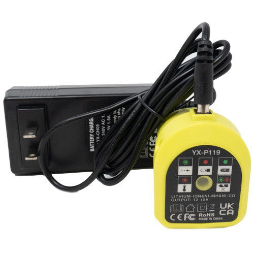 Ryobi 12-18V charger with diagnostic LED lights