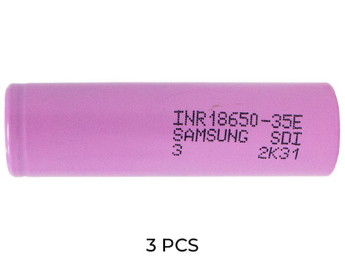 Samsung 35E 18650 flat top battery 3-pack