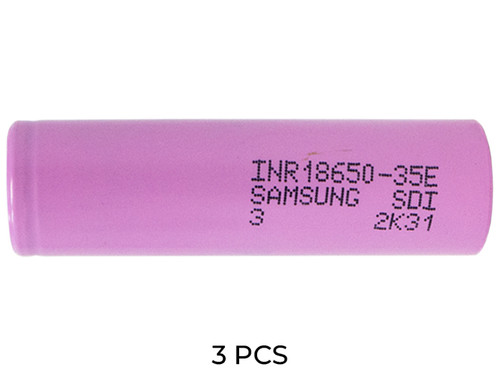 3-Pack 18650 3.6v Samsung 3500 mAh (35E) li-on Batteries