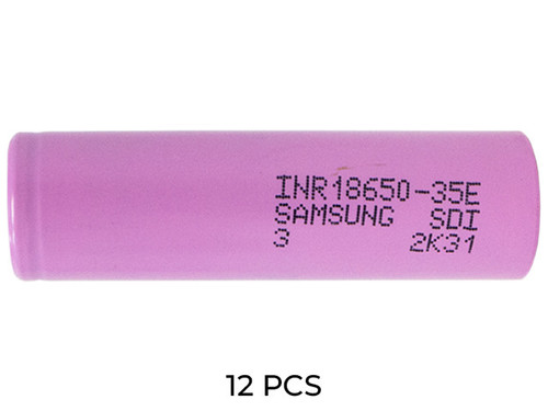 12-Pack 18650 3.6v Samsung 3500 mAh (35E) li-on Batteries