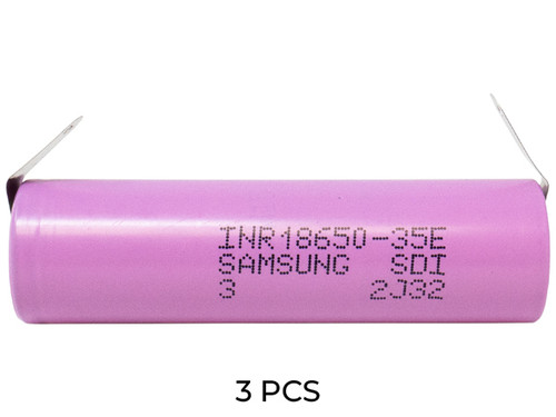 3-Pack 18650 3.6v Samsung 3500 mAh (35E) li-on Battery with Tabs