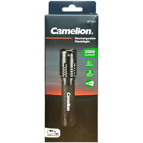 Camelion RT301 rechargeable flashlight with bright COB beam