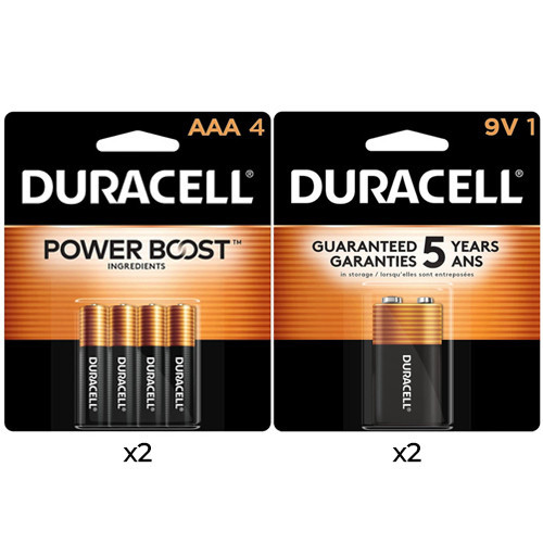 Duracell AAA and 9 Volt alkaline battery combo on cards