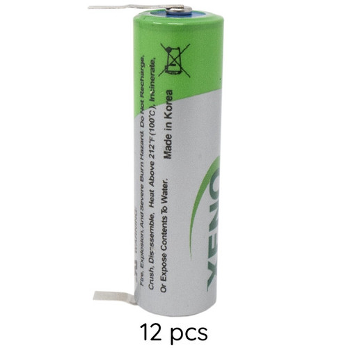 Industrial AA lithium batteries with tabs, 12-count pack