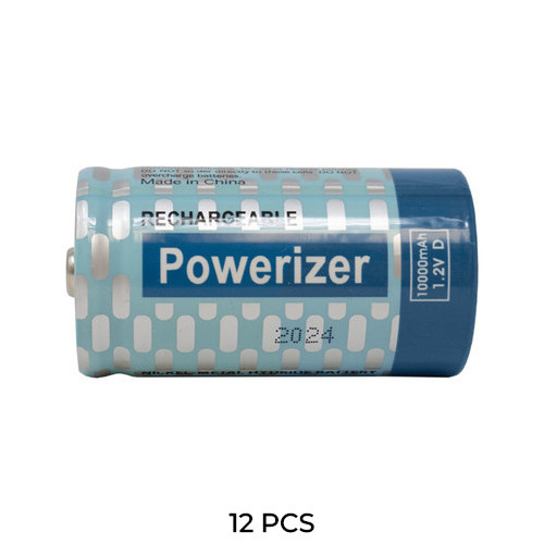 Powerizer 12-pack D 10000mAh NiMH rechargeable batteries