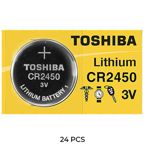 Toshiba CR2450 3V lithium batteries 24-pack in retail packaging