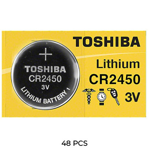48-pack Toshiba CR2450 3V lithium coin cell batteries