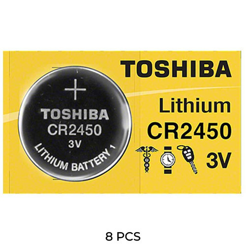 8-pack Toshiba CR2450 3V lithium coin cell batteries
