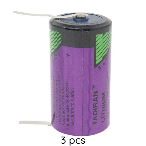 C size Tadiran lithium battery with dual-end tabs