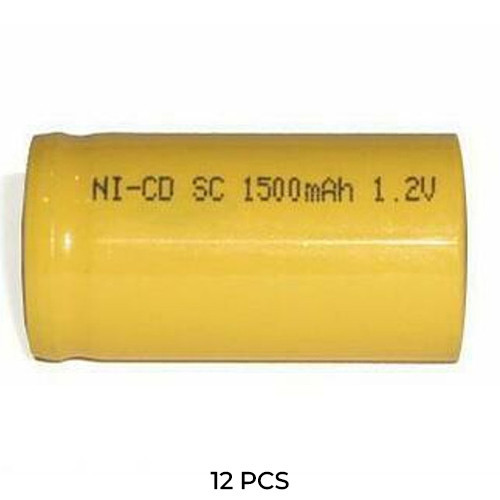 Power Portable 12-pack Sub C NiCd batteries with flat top design