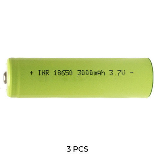 Lishen 18650 3000mAh button top Li-ion battery, 3-pack