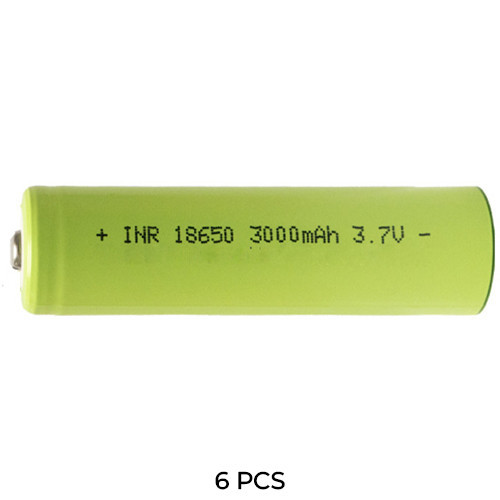 6-Pack 18650 3.6v Lishen 3000mAh li-ion Batteries (Button Top)