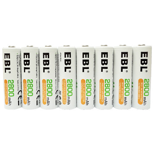 EBL AA 2800mAh rechargeable batteries 8 pack in clear storage case