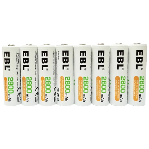 EBL AA 2800mAh rechargeable batteries 8 pack in clear storage case