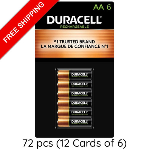 Duracell AA 2500mAh NiMH rechargeable batteries 72-pack