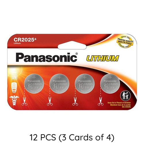 Panasonic CR2025 3V lithium coin cell batteries 12-pack
